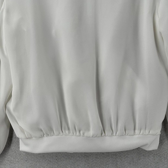 Zara Basic Track Jacket‎ Womens SMALL White Satin Zip Up Windbreaker Dressy - Picture 7 of 15